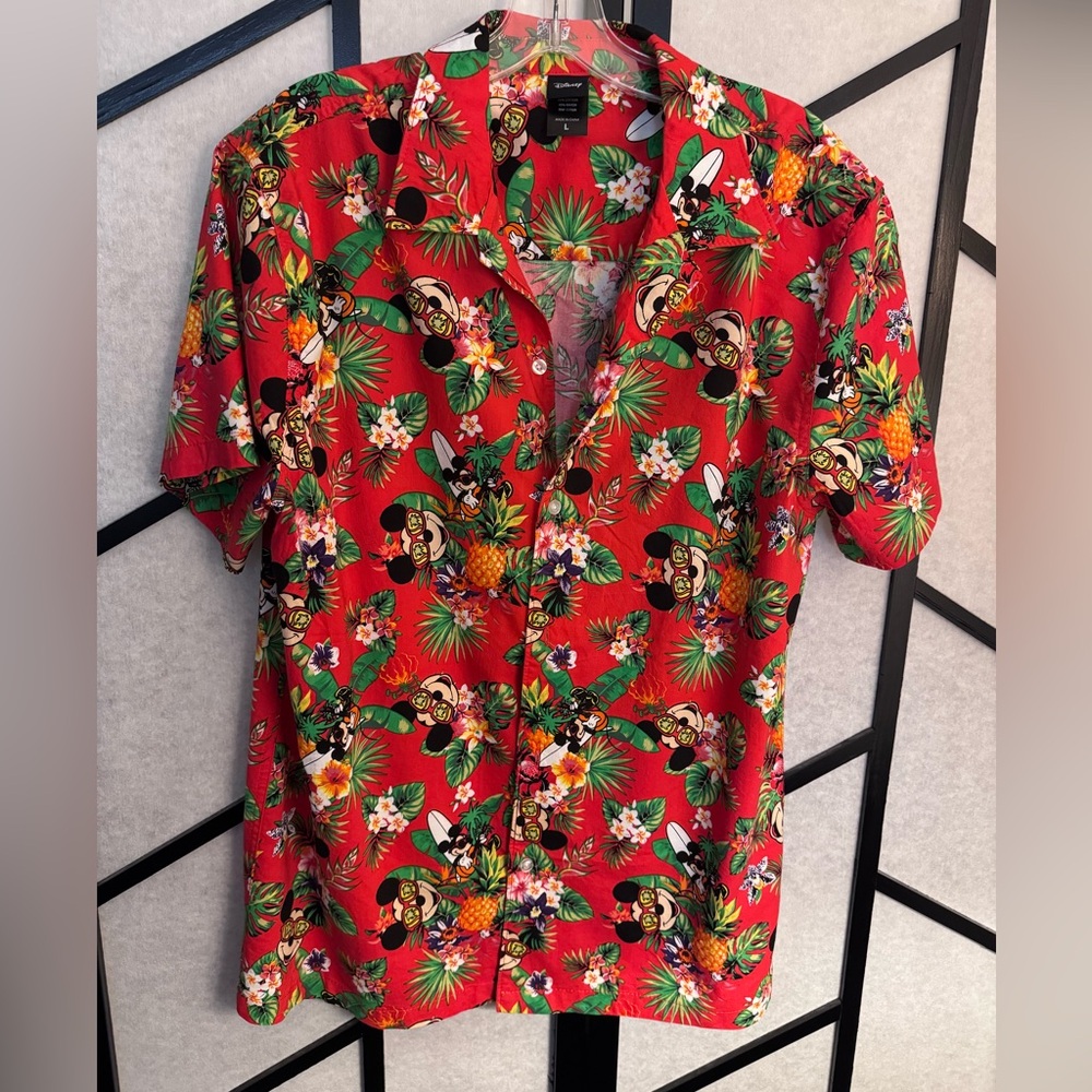 Disney Tropical Red Floral Men's Shirt
